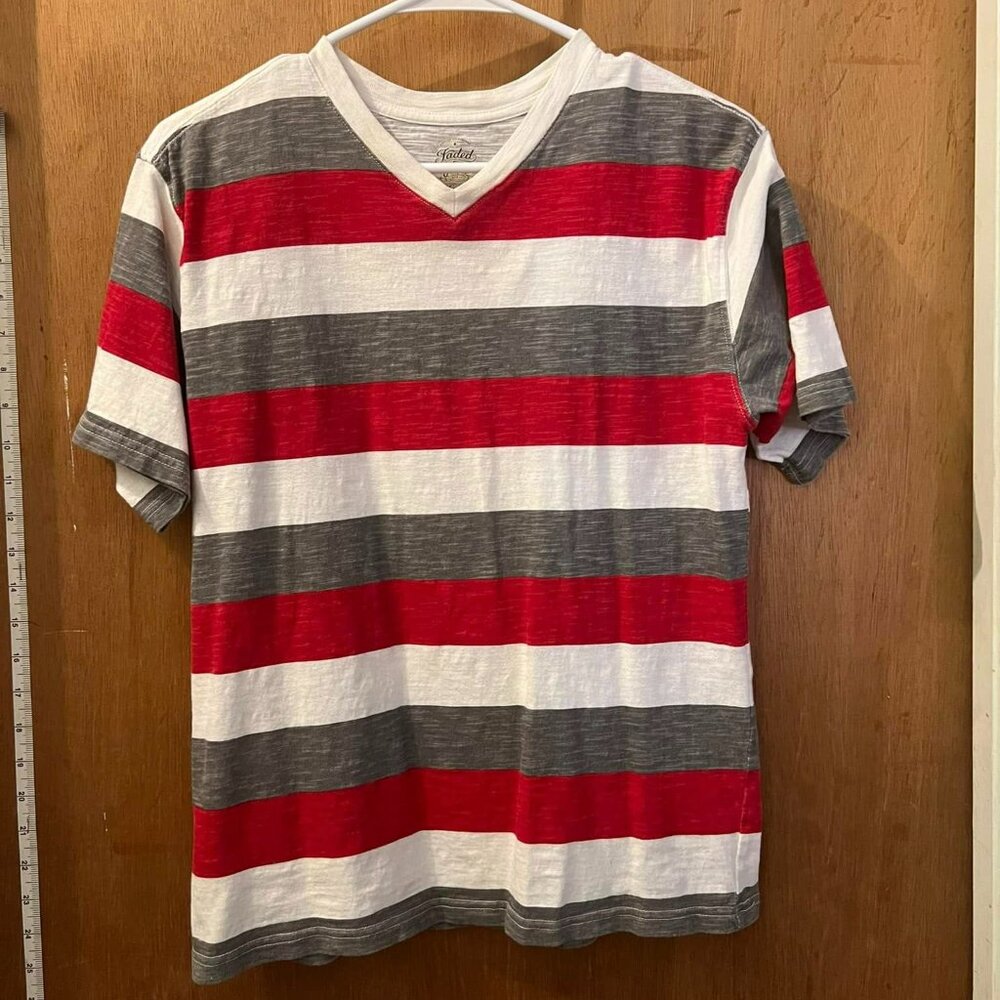 🐻Size XL(14/16) - Faded Glory - Youth Red/Gray/White Short Sleeve T-Shirt